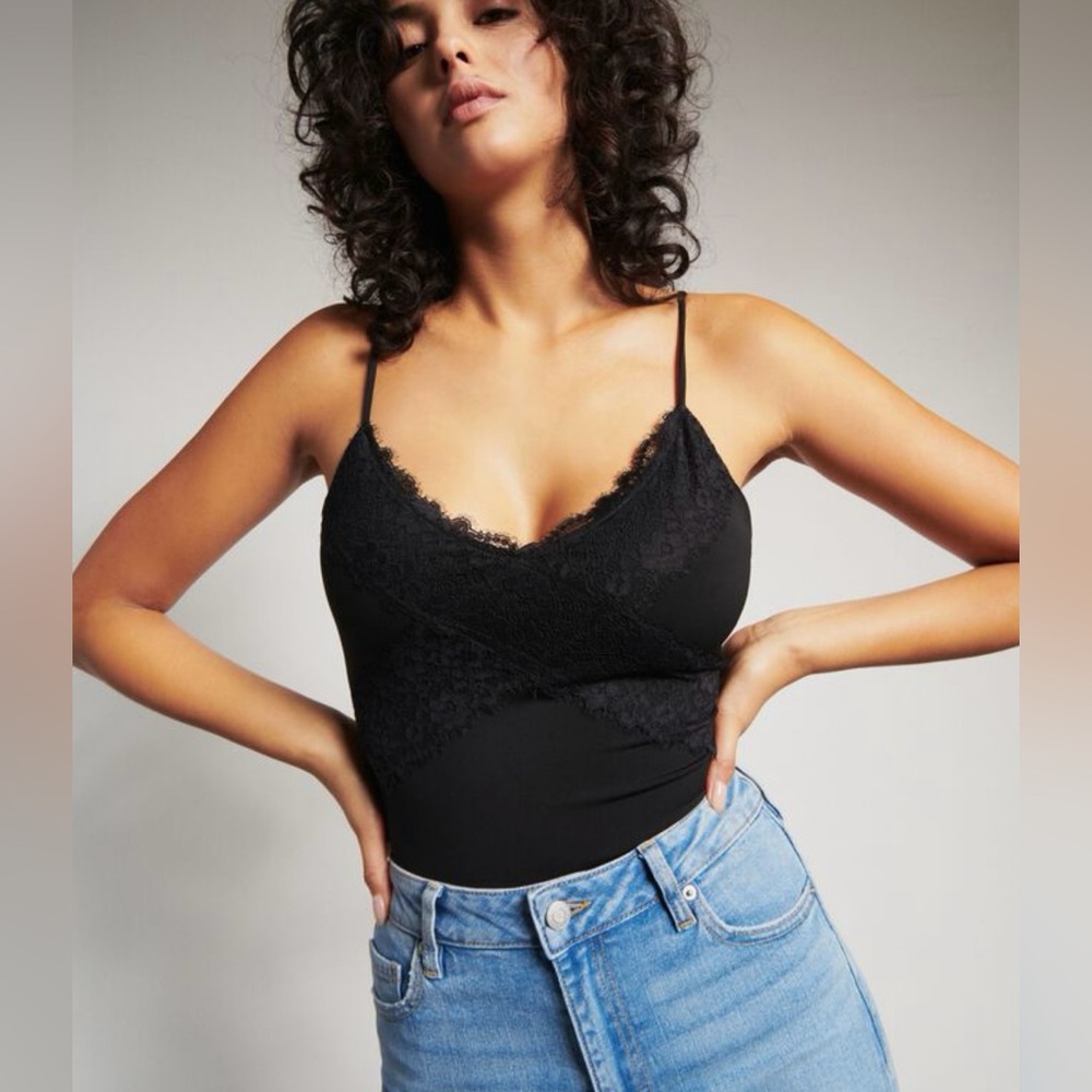 Dynamite black bodysuit with lace detail Xsmall